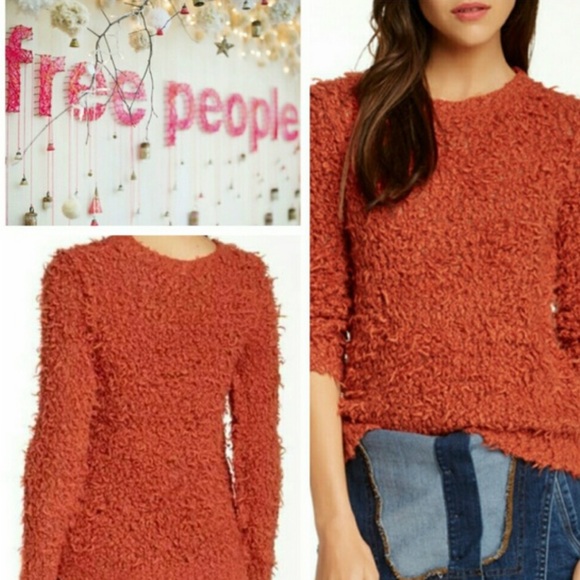 Free People Sweaters - Like new! Free People Shaggy Orange Knit Sweater Top! Size XS